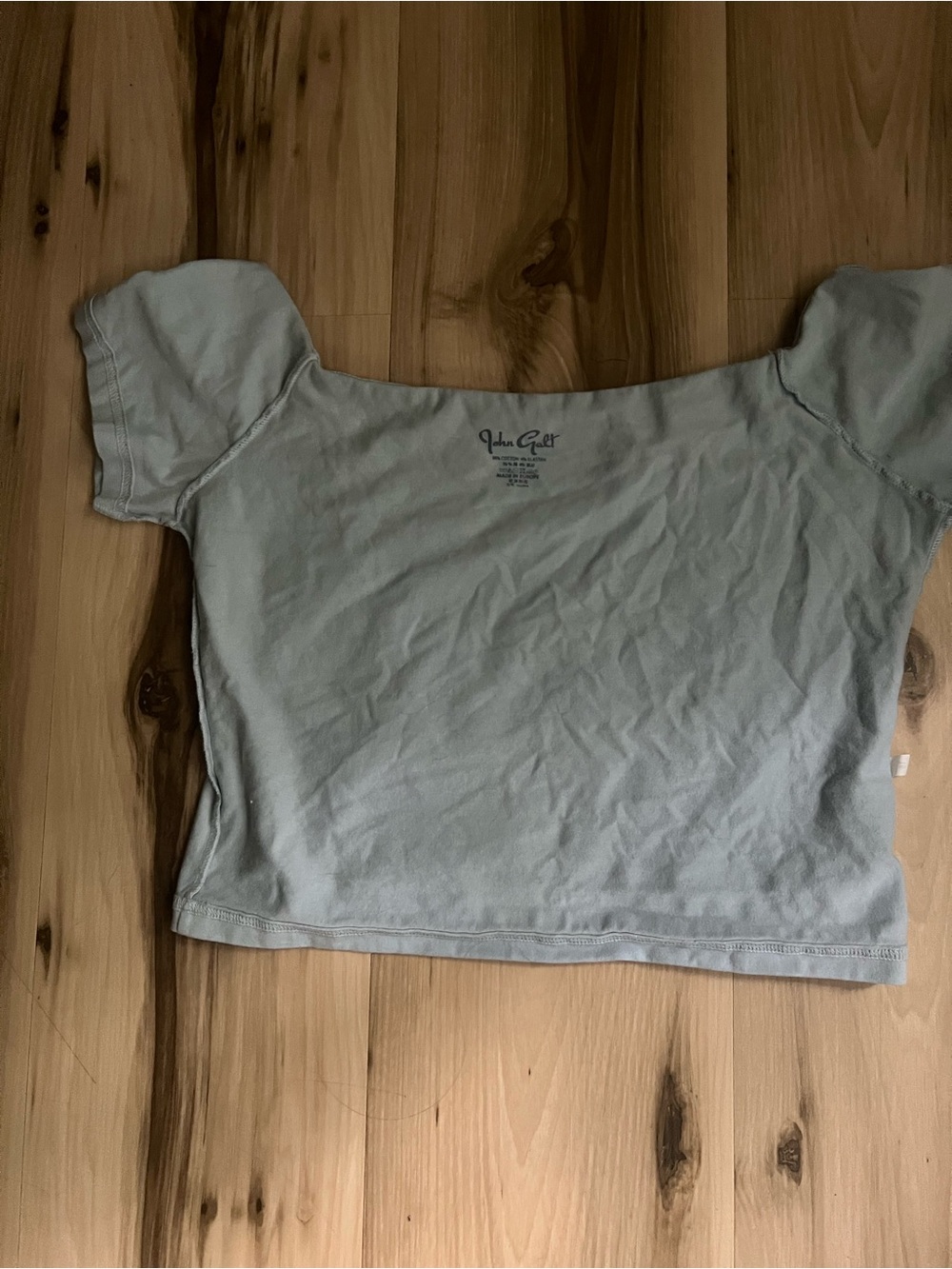 Brandy Melville Light Blue Off-Shoulder Puff Sleeve Crop Top